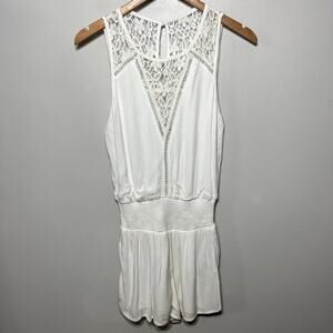 Abercrombie & Fitch Romper White Gauze Lace Sleeveless Summer Beach Vacation S